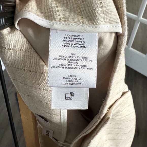 Veronica Beard Jude Natural Gold Straight Leg Pants 10 NEW Metallic Pinstripe - Picture 7 of 7